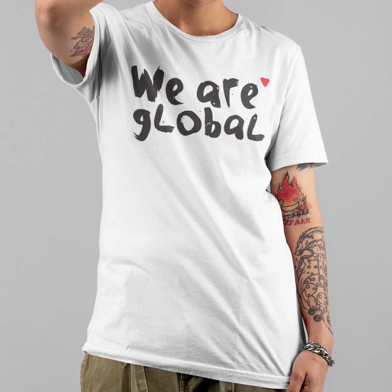 Download T Shirt Mockup Of An Androgynous Woman With Tattooed Arms At A Studio 32929 Copy Global Underground